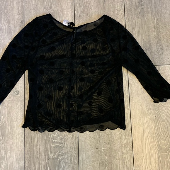 Polka dot black mesh crop top - Picture 2 of 4
